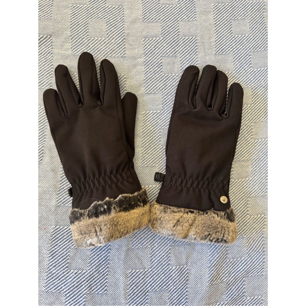 Head Black Gloves with Faux Fur Trim
